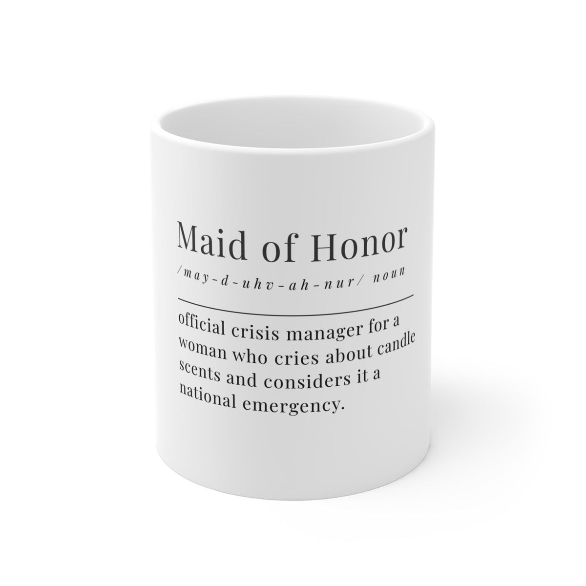 Maid of Honor definition mug | Bridesmaid wedding party coffee cup